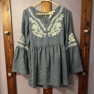 🆕  Indigo Soul blue with lace embroidery